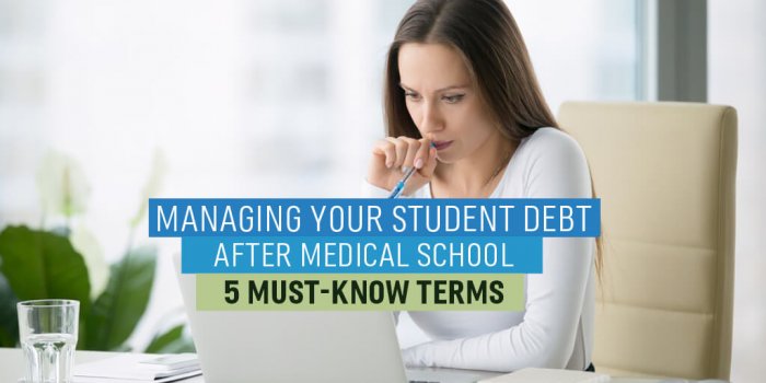 5 important terms to understand regarding managing your student debt after Med School. 