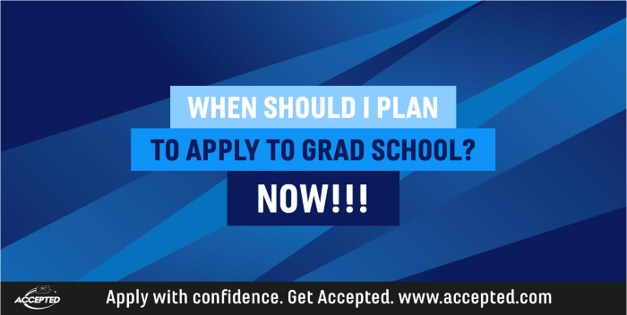When should I plan to Apply to Grad School? NOW!!!