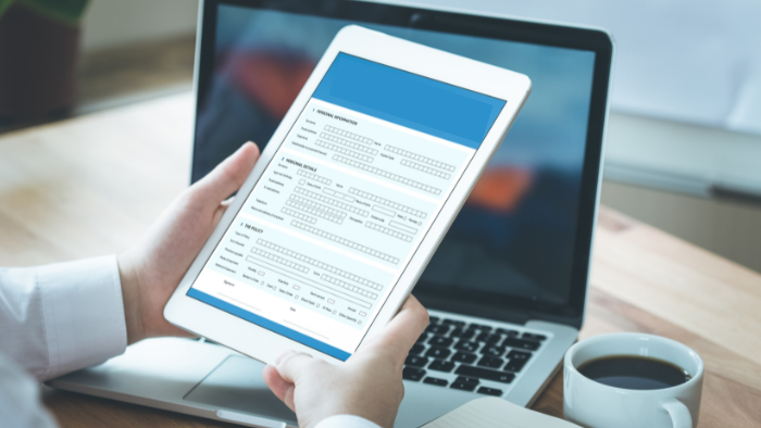 An ipad wit the AMCAS Work and Activities Section