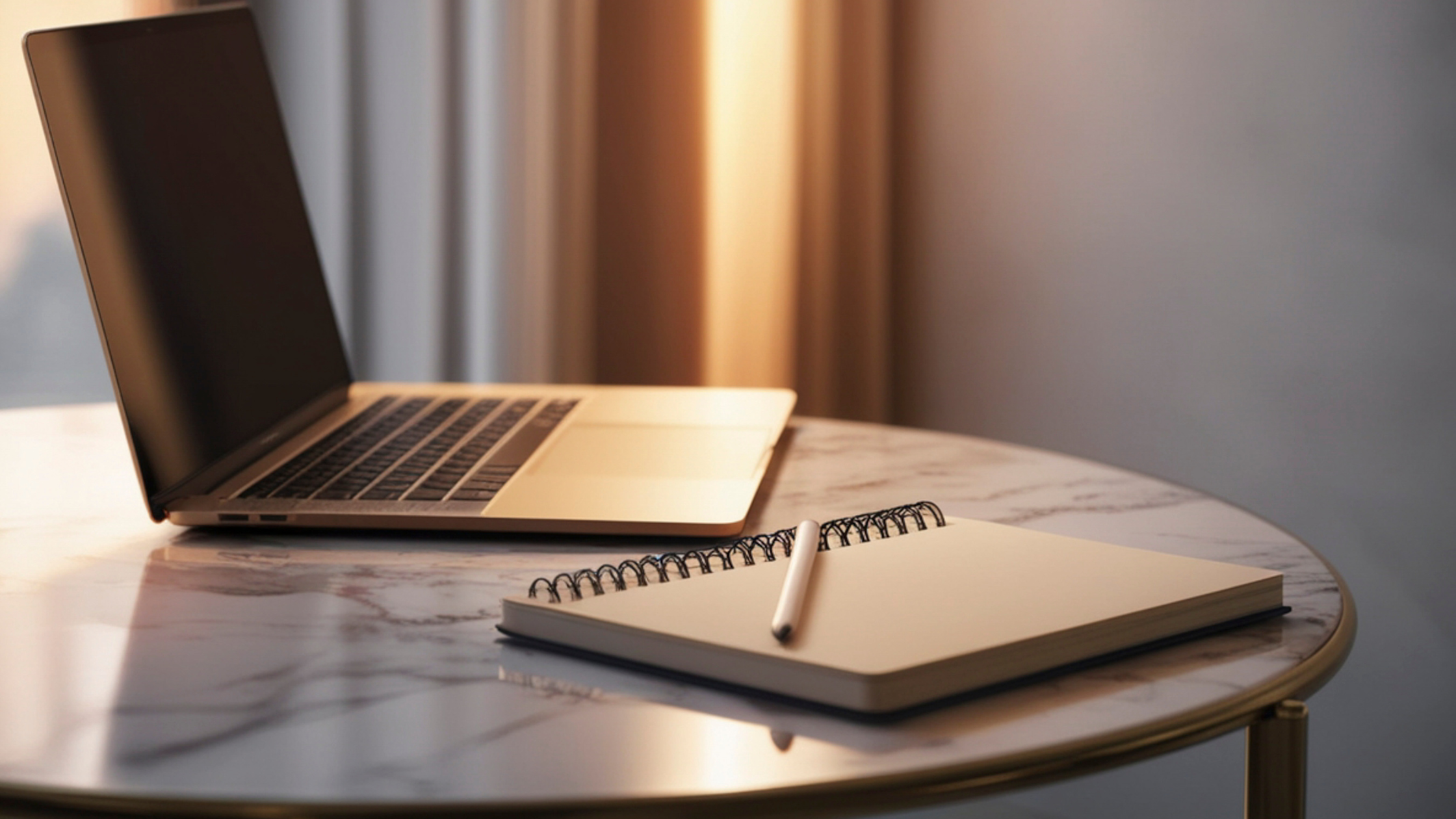 laptop and notebook ready to write a STEM SOP or Personal Statement