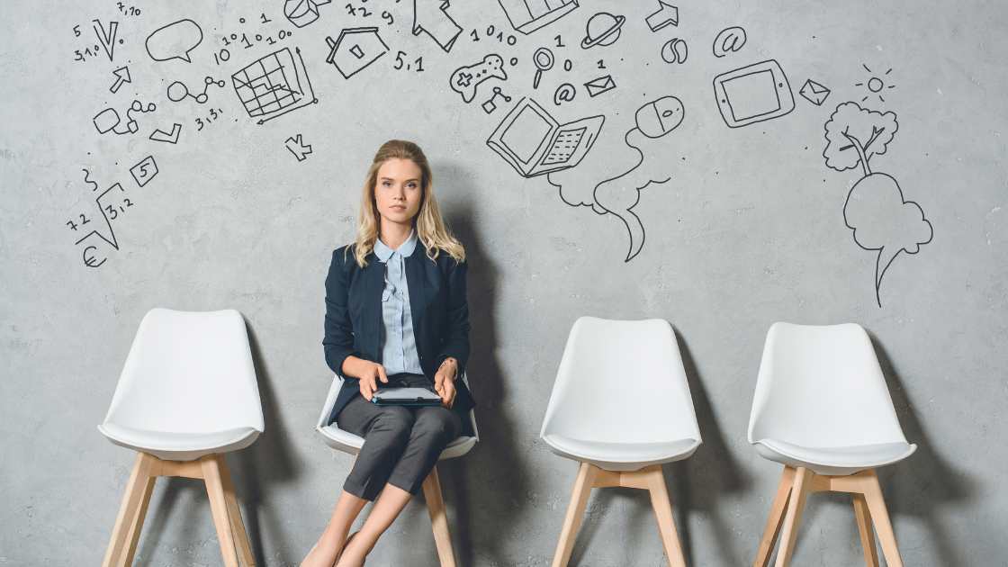 a woman waiting for her PhD candidate interview